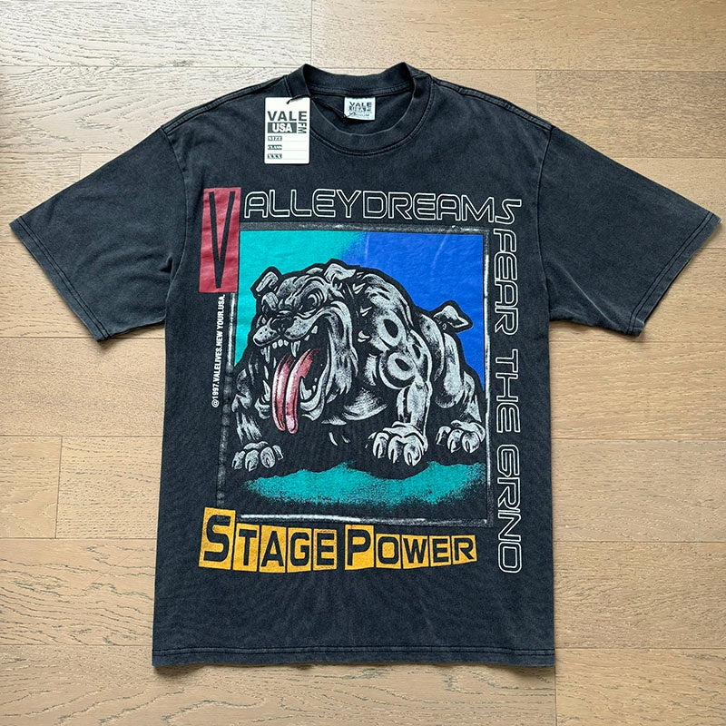 VALE T Shirts Trendy High-Street Washed Black