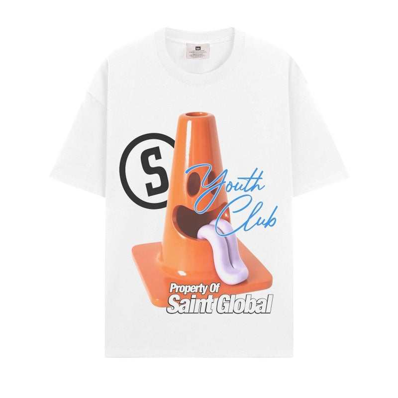 BIG FACE T shirts Pure Cotton High-Street Fashion