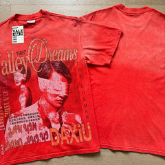 VALE T Shirts washed-effect red rhinestone print