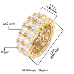 Rings Double Row Diamond Zircon Microset Zircon 2 Row Ring St. Valentine's Spectrum