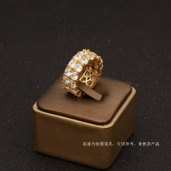 Rings Double Row Diamond Zircon Microset Zircon 2 Row Ring St. Valentine's Spectrum