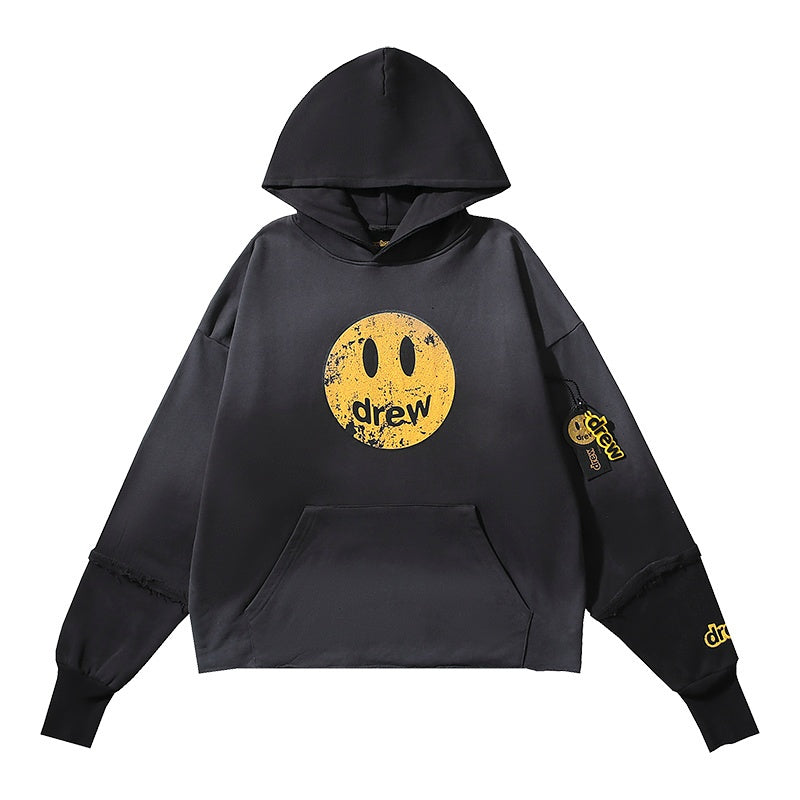 DREW HOUSE Hoodie  Black cracked smiley face