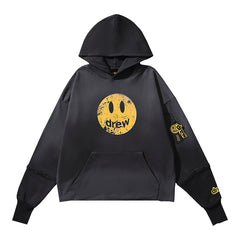 DREW HOUSE Hoodie  Black cracked smiley face