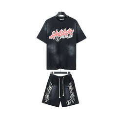 Hellstar T-Shirt And Shorts Two-Piece Set High-quality pure cotton high-street clothing