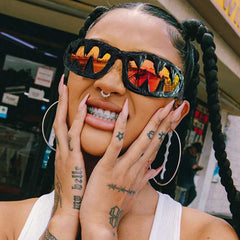 Trendy punk glasses shark teeth glue
