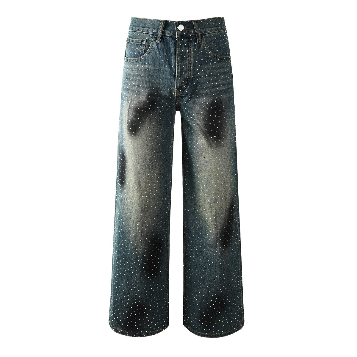 Mens trendy purple jeans 100% cotton Jeans Rhinestones #106