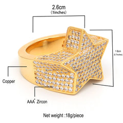 Rings Pentagram Ring Microencrusted Zircon StarRing Spectrum