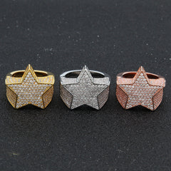 Rings Pentagram Ring Microencrusted Zircon StarRing Spectrum