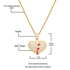 Jewelry Heartbreak Shape Men's and Women's Pendants, Broken Heart St. Valentine's Spectrum
