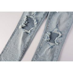 Mens trendy purple jeans 100% cotton Pure Cotton High Street Trend