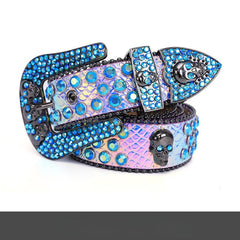 Hip-hop punk rhinestone belt y2k skull