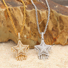 Jewelry Hip Hop Men's Zircon Pentagram Water Drop St. Valentine's Angel Pieces