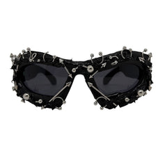 Trendy punk glasses dark uv protection