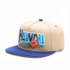 Trendy flat brimmed snapback hatsgreetings from hawaii sun protection shade