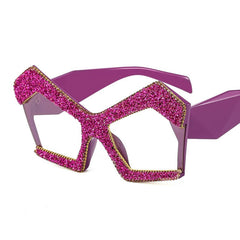 Trendy punk glasses anti blue light polygon