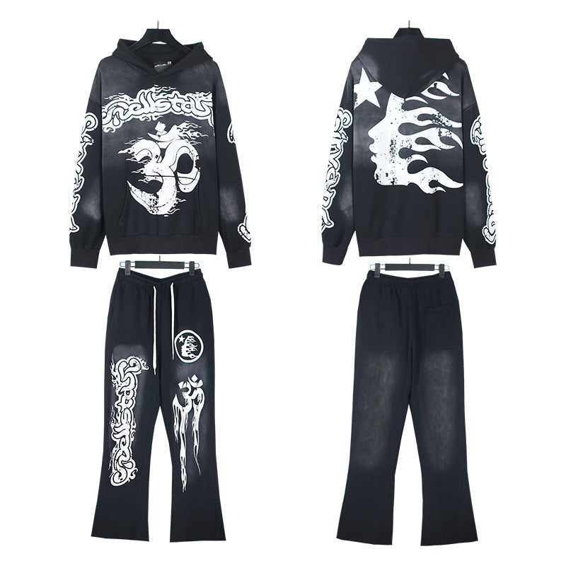 Hellstar Hoodie And Pants Two-Piece Set High-quality pure cotton high-street clothing