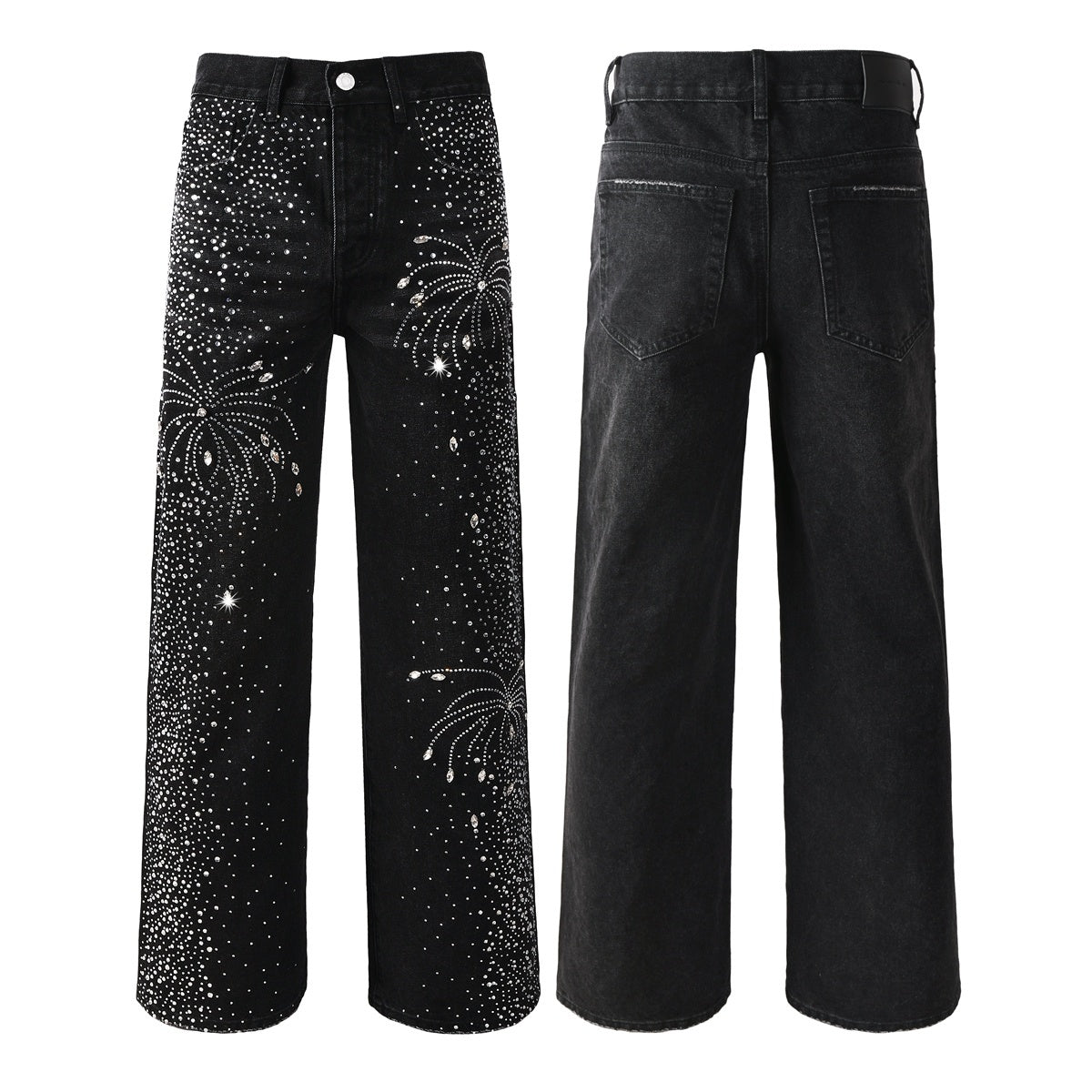 Mens trendy purple jeans 100% cotton Jeans Rhinestones #9125