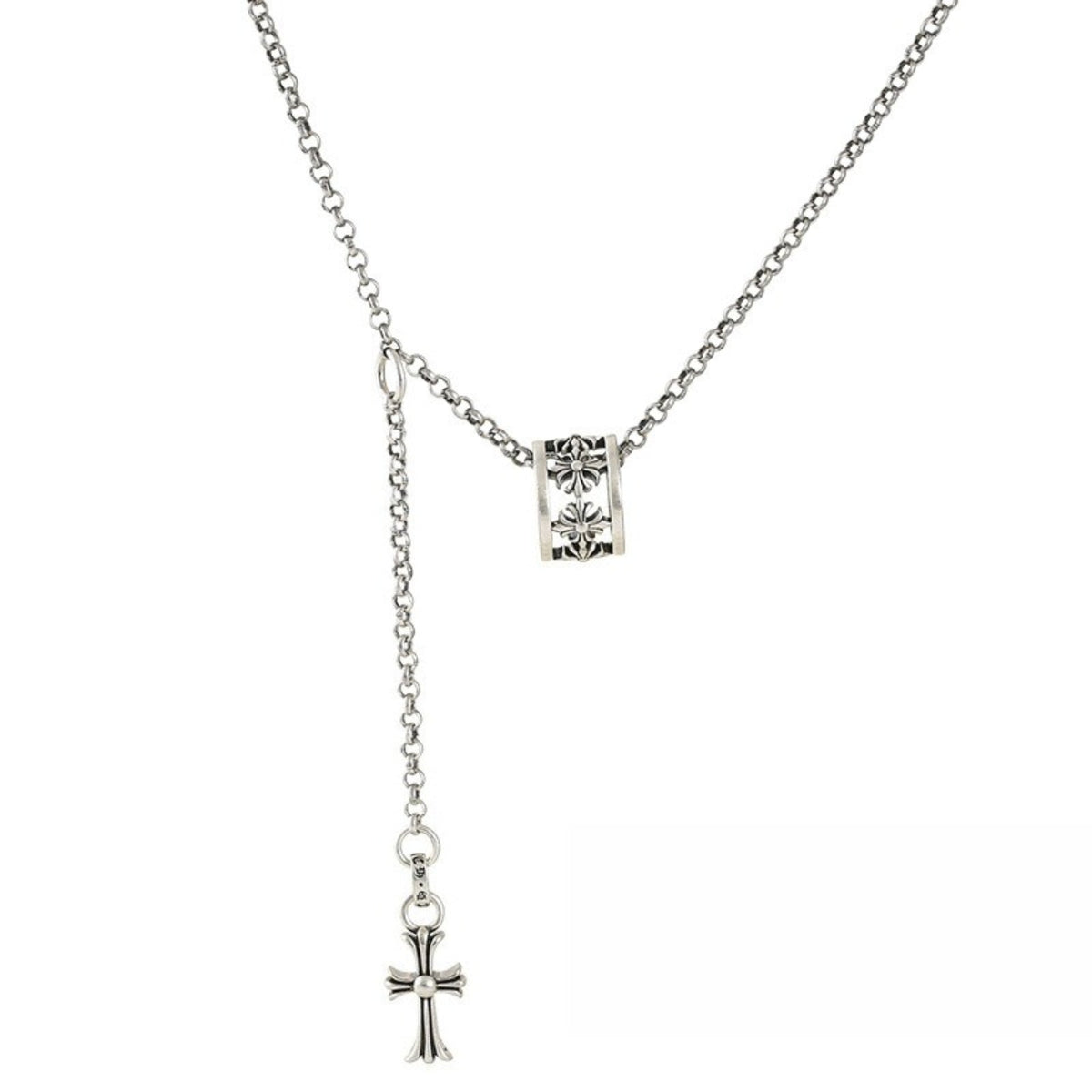CHH Chrome heart Cross Necklace Vintage Hollow Circle Cross Pendant Versatile Men and Women