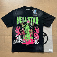Hellstar  T Shirts Washed Aging Process High-quality pure cotton high-street clothing
