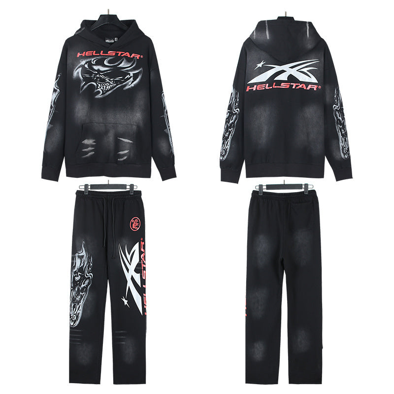 Hellstar Hoodie And Pants Two-Piece Set High-quality pure cotton high-street clothing