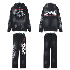 Hellstar Hoodie And Pants Two-Piece Set High-quality pure cotton high-street clothing