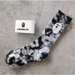 Bathing ape Socks Tall Tube Tie Dyeing Men and Women