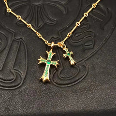 CHH Chrome heart Cross Necklace Bamboo Necklace Double Cross Men's and Women's Necklaces