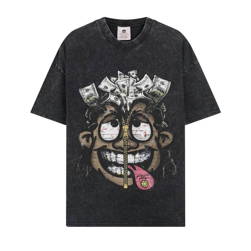 BIG FACE T shirts Pure Cotton High-Street Fashion