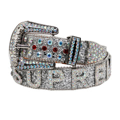 Hip-hop punk rhinestone belt glitter punkletter accessories