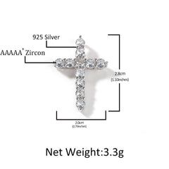 Jewelry Sterling Silver Zircon Full Diamond Cross Necklace Crosses Spectrum Royalty
