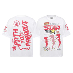 Hellstar  T-Shirt summer top short-sleeved T-shirt High-quality pure cotton high-street clothing