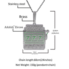 Jewelry Slot Machine Hip Hop Necklace Trendy Man Full Diamond Pendant Spectrum