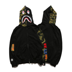 Bathing Ape Bape Hoodie Splicing Camouflage Sweater Male Shark Autumn