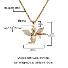 Jewelry Hip Hop Jewelry Gun Pendant Copper Zircon Angel Pieces Animal Spectrum