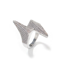 Rings Three-dimensional Lightning Ring Copper set with 5A Zircon Spectrum