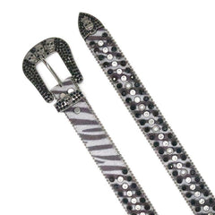 Hip-hop punk rhinestone belt skull pu leopard print punk style