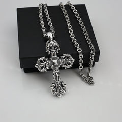 CHH Chrome heart Cross Necklace Vintage Flame Vine Cross Pendant