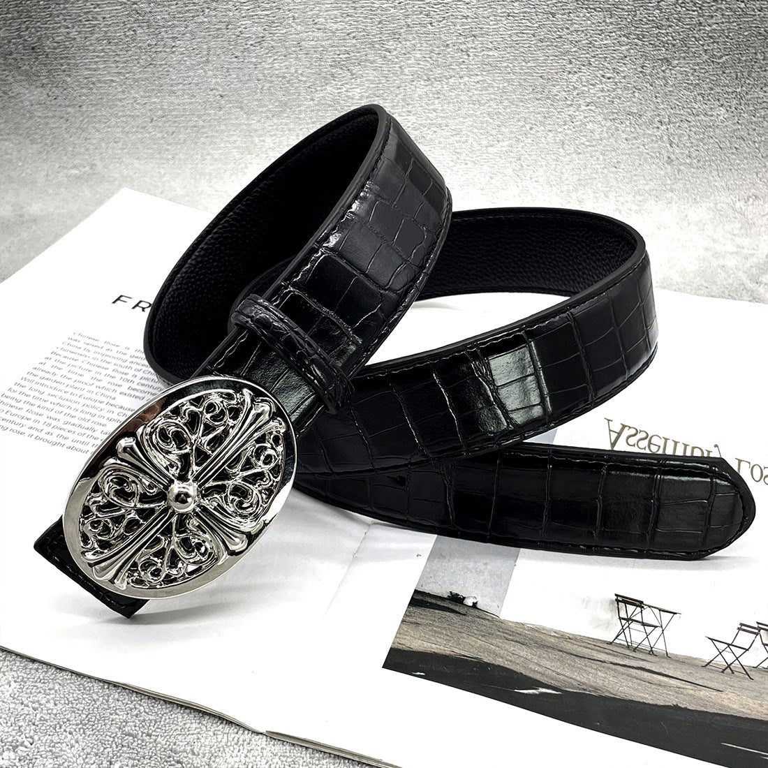 CHH Chrome Hearts Belt CH Crocodile Cross