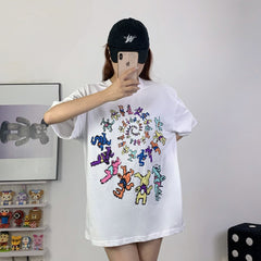 Hellstar T Shirt Color Spiral Print Casual Loose High-quality pure cotton high-street clothing