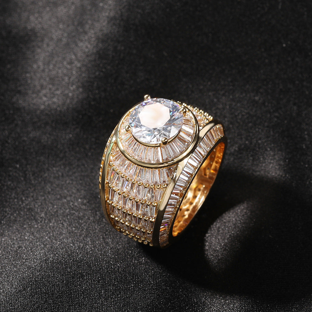 Rings Hip Hop Index Finger Ring Copper Zircon Ring ins Spectrum