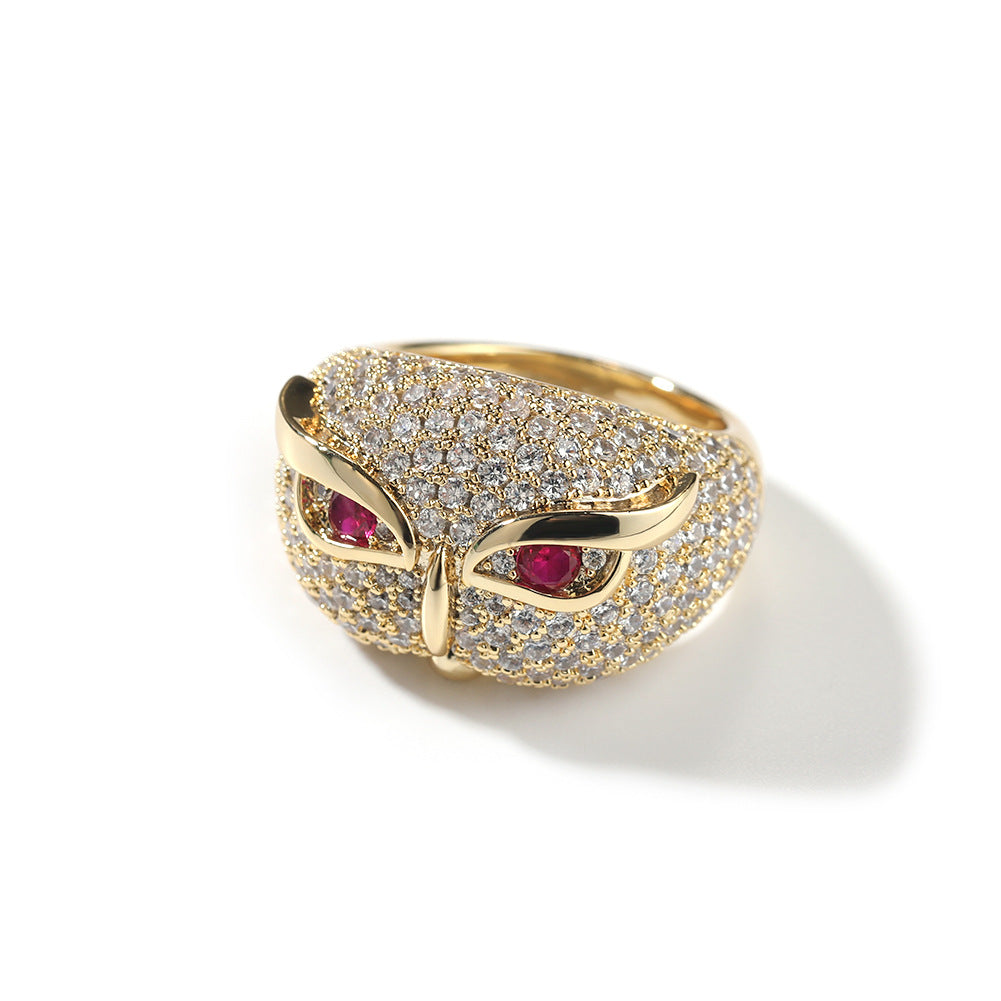 Rings Owl Ring Hip Hop Copper Set 5A Zircon Spectrum Animal