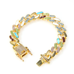 Bracelet Hip Hop Oil Drop Alloy Colored Cuban Bracelet St. Valentine's Spectrum