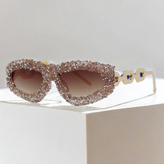 Trendy punk glasses diamond-encrusted uv protection