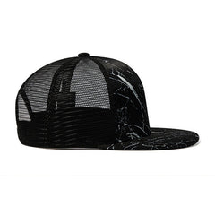 Trendy flat brimmed snapback hatsmesh summer breathable sun shade