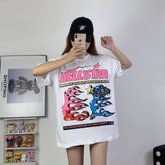 Hellstar T Shirt Abstract Printing Casual Loose High-quality pure cotton high-street clothing