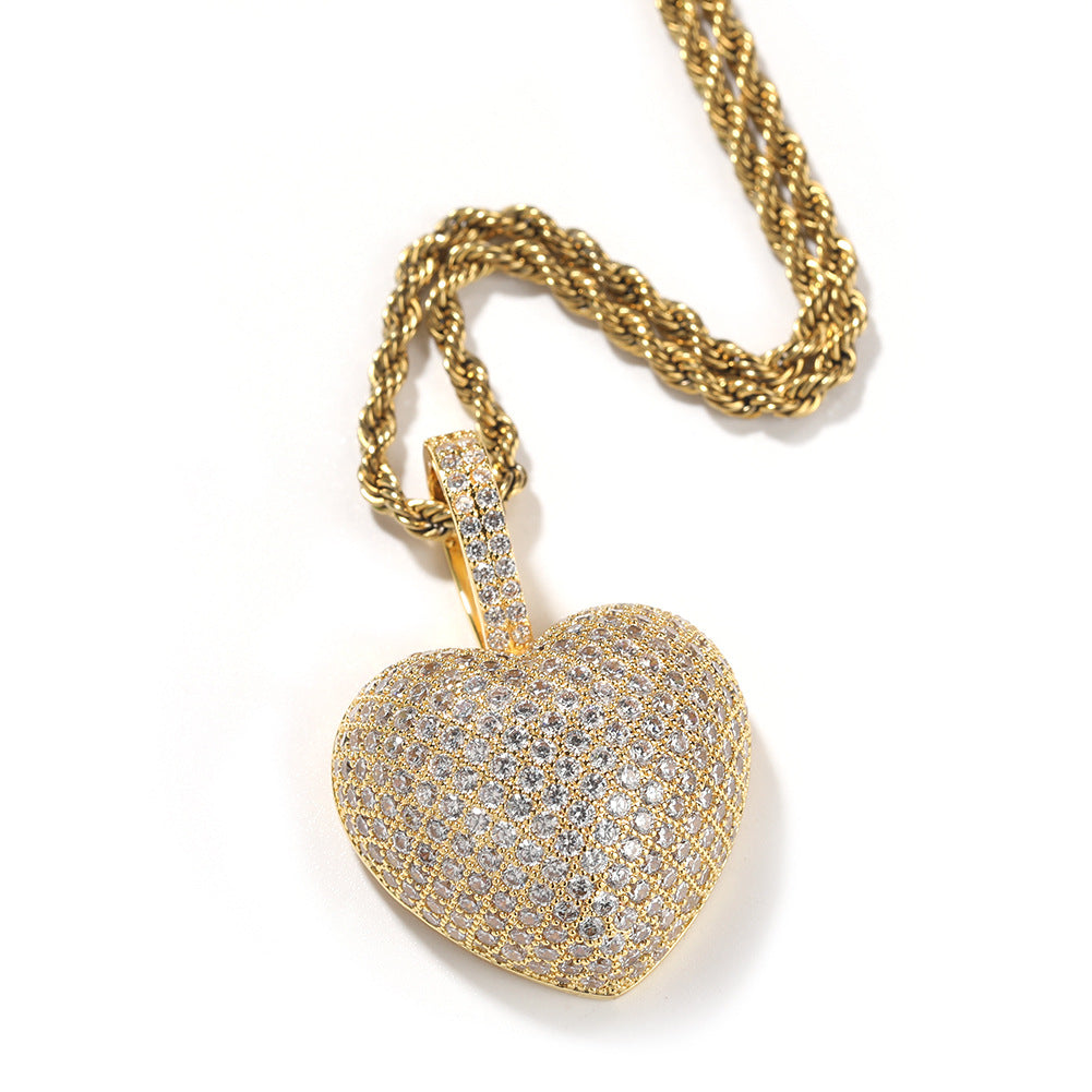 Jewelry 3D Love Pendant ins Zircon Rose Gold Heart St. Valentine's Spectrum Royalty