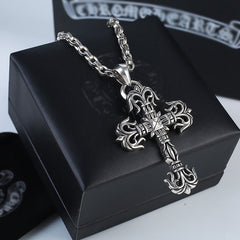 CHH Chrome heart Cross Necklace Vintage Cross Flame Bullet Pendant Men's and Women's