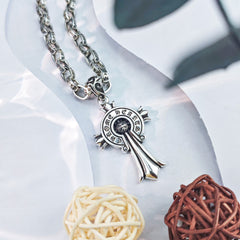 CHH Chrome heart Cross Necklace Hexagram Flame Cross Vintage Pendant