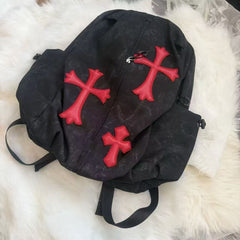 Cross-pattern bag Chrome fashion hottie cross punk subculture large capacity backpack