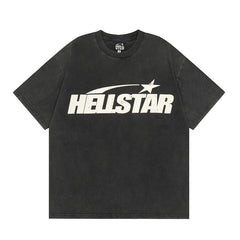 Hellstar T Shirt Simple Distressed Star Portrait Printing Casual Loose High-quality pure cotton high-street clothing
